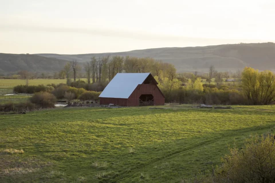 A red barn in a Midwestern field