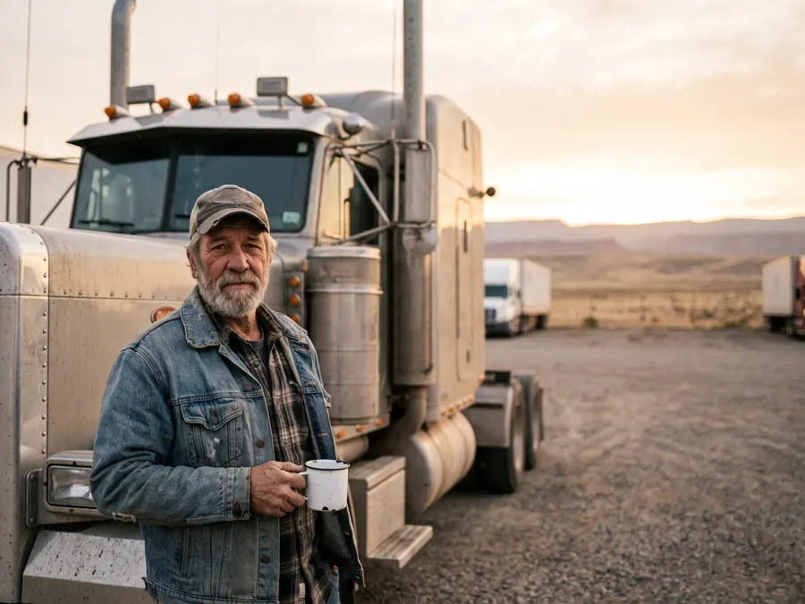 An owner-operator beside his rig
